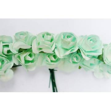 Foto Mini Botao De Rosa Em Papel Verde Claro - 144 Un