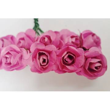 Foto Mini Botao De Rosa Em Papel Rosa Pink - 144 Un