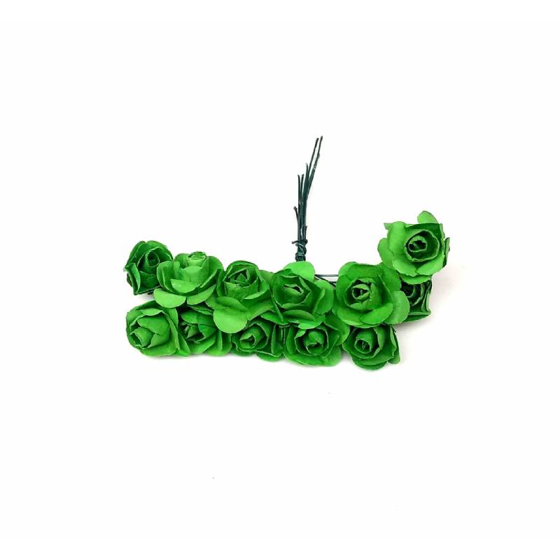 Foto Mini Botao De Rosa Em Papel Verde - 144 Un
