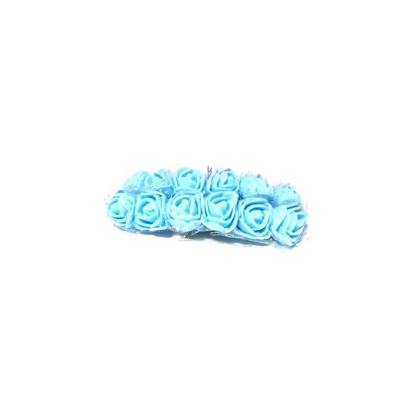 Foto Mini Botao De Rosa Em Eva Azul Claro Para Artesanato - 144 Un