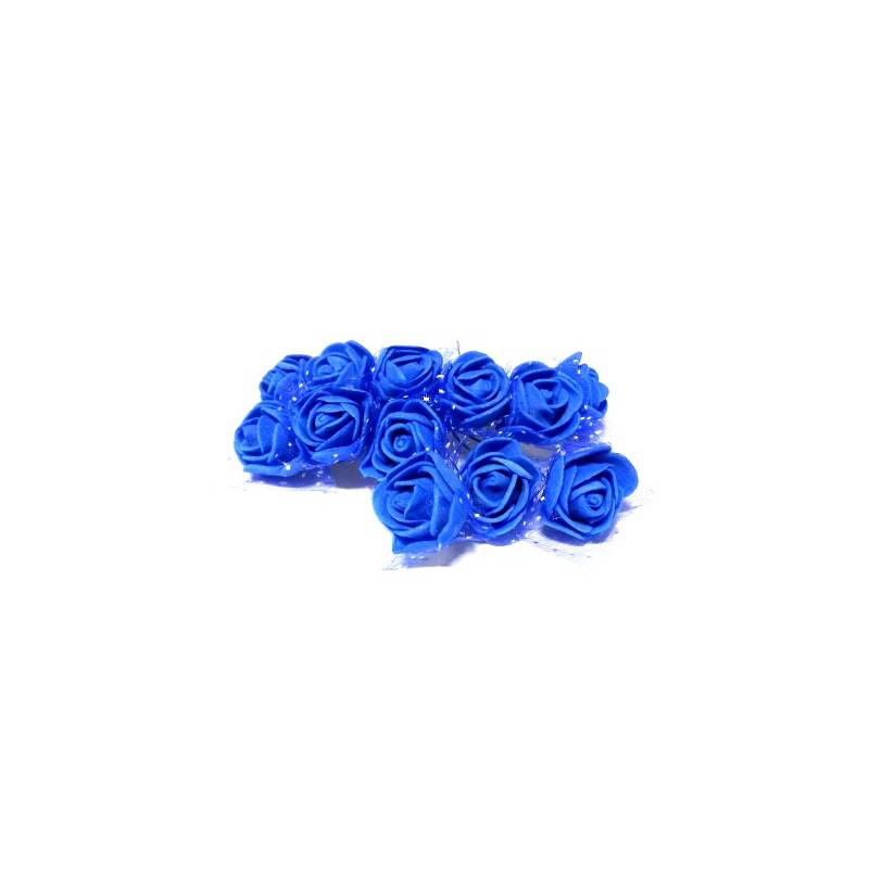 Foto Mini Botao De Rosa Em Eva Azul Royal Para Artesanato - 144 Un