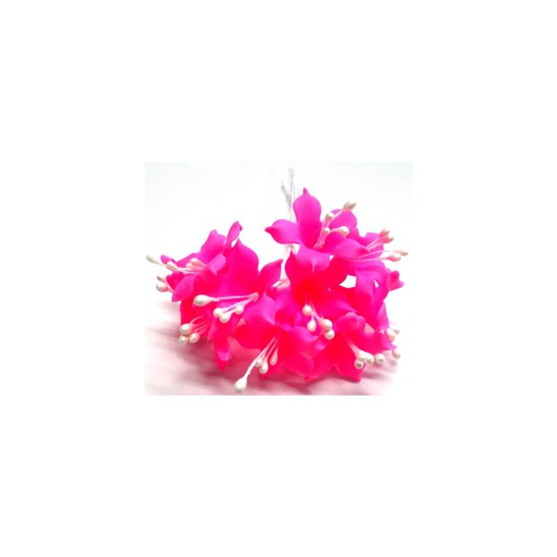Foto Lirio Em Biscuit Trabalhado Pequeno Rosa Pink 5 Petalas (L4) - 100 Un