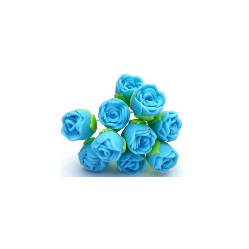 Foto Flor De Biscuit Botao De Rosa Azul Claro B1 - 100 Un