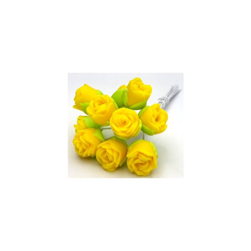 Foto Flor De Biscuit Botao De Rosa Amarelo B1 - 100 Un