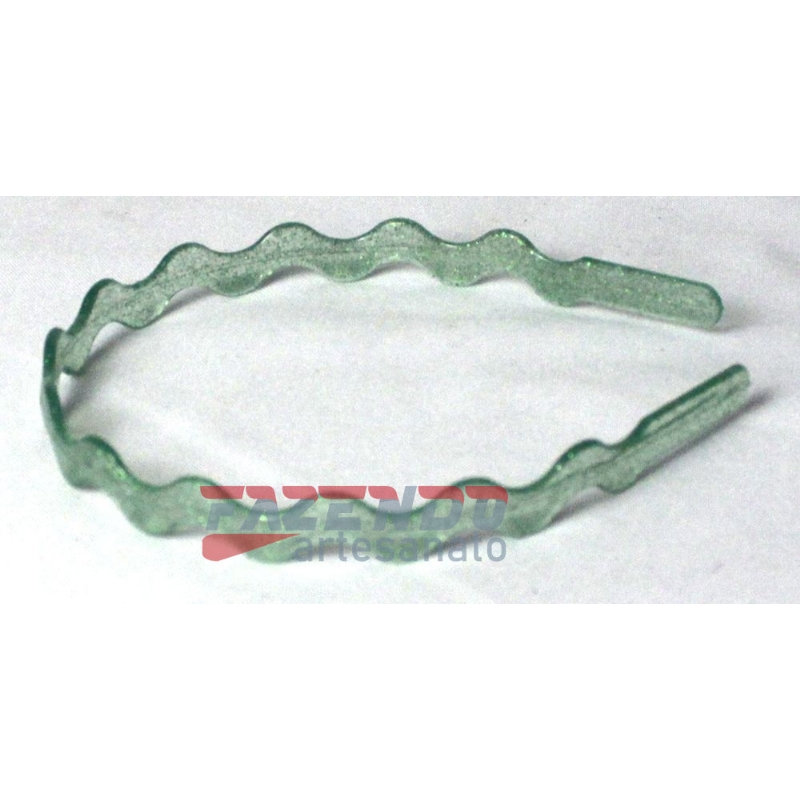 Foto Tiara Plastica Zig Zag Verde Claro Glitter - Dz