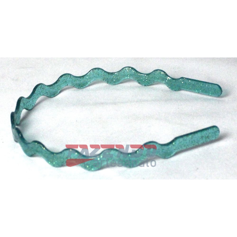Foto Tiara Plastica Zig Zag Verde Escuro Glitter - Dz