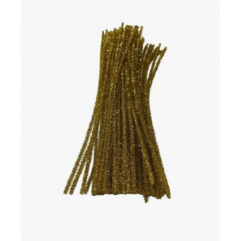 Foto Hastes De Chenille  Limpa-Cachimbo 30 Cm Ouro 100 Un - Pc
