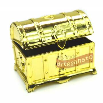 Foto Lembrancinha Bau Plastico Dourado - 12 Un
