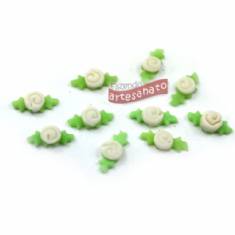 Foto Flor De Biscuit Peq Branco (100 Pc Com 50 Cada) - Pc