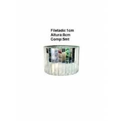 Foto Fita De Espelho Prata Filetado 1,0 X 8,0 Cm - 5 Mt