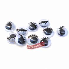 Foto Olho Movel 8 Mm Com Cilios Preto - 1000 Un (sob encomenda)